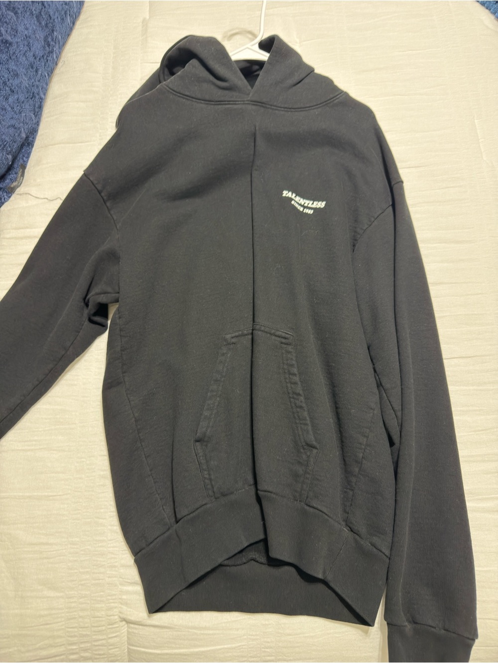 TALENTLESS Black Crewneck Hoodie with Subtle Chest Logo